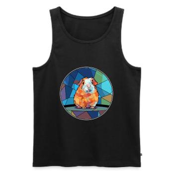 Cochon d’Inde vitrail coloré Cartoon Kawaii A - Débardeur bio Premium Homme - noir - Devant - Michal (187cm)