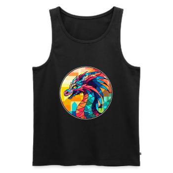 Drache Buntes Glas Bunte Karikatur Kawaii Anima - Männer Premium Bio Tank Top - Schwarz - Vorne - AI Model Male 178 light (178cm)