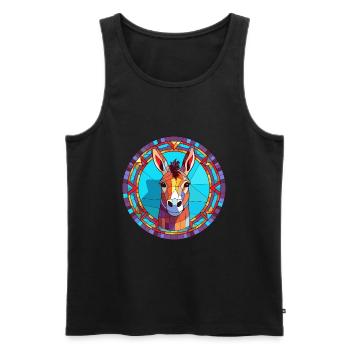 Esel Buntes Glas Bunte Karikatur Kawaii Anima - Männer Premium Bio Tank Top - Schwarz - Vorne - Michal (187cm)