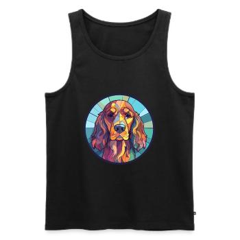 Englischer Cocker Spaniel Hund Buntglas Bunt - Männer Premium Bio Tank Top - Schwarz - Vorne - Michal (187cm)