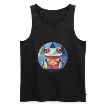 Grenouille vitrail coloré dessin animé Kawaii Animal - Débardeur bio Premium Homme - noir - Devant - Michal (187cm)