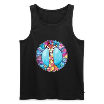 Girafe vitrail coloré dessin animé Kawaii Anim - Débardeur bio Premium Homme - noir - Devant - Michal (187cm)