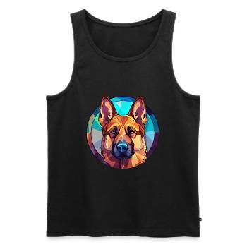 Deutscher Schäferhund Bunte Karikatur - Männer Premium Bio Tank Top - Schwarz - Vorne - AI Model Male 178 light (178cm)