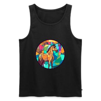 Pferd Bunte Karikatur Kawaii Tier - Männer Premium Bio Tank Top - Schwarz - Vorne - Michal (187cm)