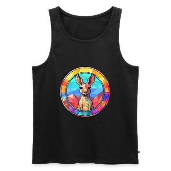 Kangaroo Stained Glass Colorful Cartoon Kawaii Ani - Men's Premium Organic Tank Top - black - Front - AI Model Male 178 light (178cm)