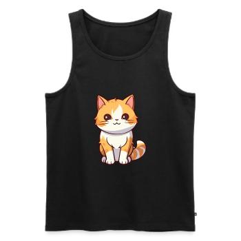 Katze niedliche Karikatur Kawaii Aquarell Tier Haustier - Männer Premium Bio Tank Top - Schwarz - Vorne - Michal (187cm)
