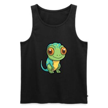 Chameleon Cute Cartoon Kawaii Watercolor Animal Pe - Men's Premium Organic Tank Top - black - Front - AI Model Male 178 light (178cm)