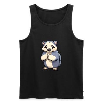 Blaireau Mignon Dessin Animé Kawaii Aquarelle Animal Animal De Compagnie - Débardeur bio Premium Homme - noir - Devant - AI Model Male 178 light (178cm)