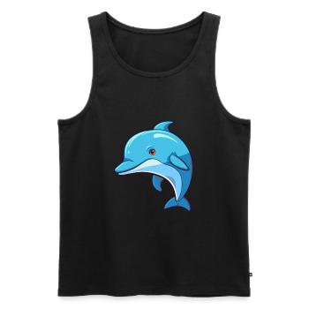 Delfin niedliche Karikatur Kawaii Aquarell Tier Haustier - Männer Premium Bio Tank Top - Schwarz - Vorne - Michal (187cm)