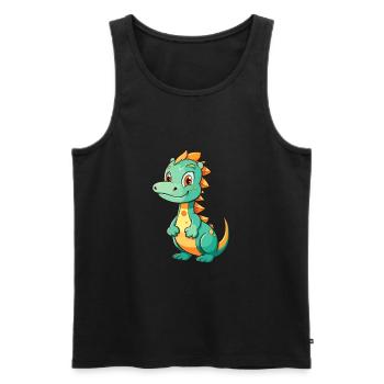 Dragon Mignon Dessin Animé Kawaii Aquarelle Animal De Compagnie - Débardeur bio Premium Homme - noir - Devant - Michal (187cm)