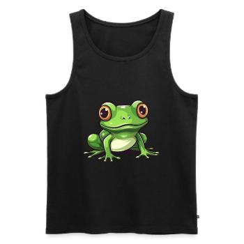 Grenouille Mignon Dessin Animé Kawaii Aquarelle Animal De Compagnie - Débardeur bio Premium Homme - noir - Devant - Michal (187cm)