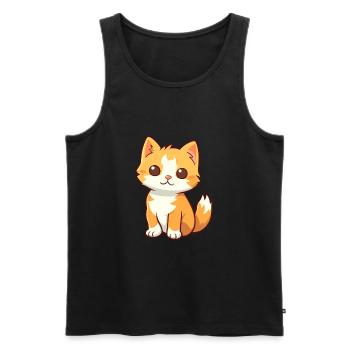 Chaton mignon dessin animé kawaii aquarelle Animal de compagnie - Débardeur bio Premium Homme - noir - Devant - Michal (187cm)