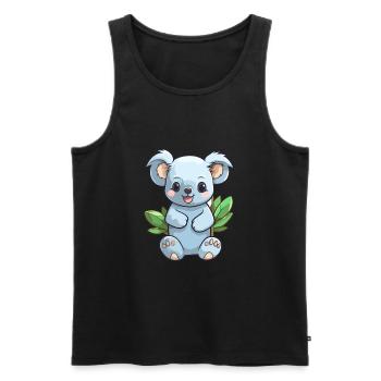 Koala Niedliche Karikatur Kawaii Aquarell Tier Haustier - Männer Premium Bio Tank Top - Schwarz - Vorne - Michal (187cm)