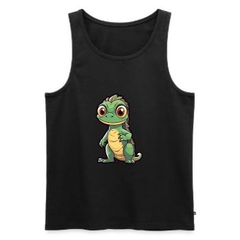 Iguana Cute Cartoon Kawaii Watercolor Animal Pet - Men's Premium Organic Tank Top - black - Front - AI Model Male 178 light (178cm)