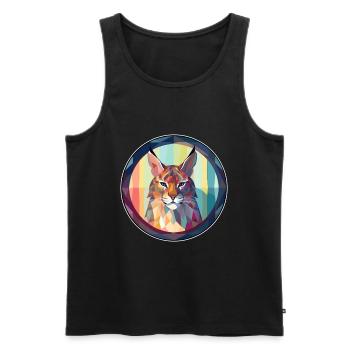 Lynx Stained Glass Colorful Cartoon Kawaii Animal - Men's Premium Organic Tank Top - black - Front - Michal (187cm)