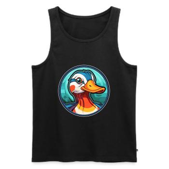 Canard mandarin vitrail coloré Cartoon Kawai - Débardeur bio Premium Homme - noir - Devant - AI Model Male 178 light (178cm)
