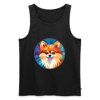 Pomeranian Dog Stained Glass Colorful Cartoon Kawa - Men's Premium Organic Tank Top - black - Front - AI Model Male 178 light (178cm)