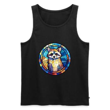 raton laveur vitrail coloré dessin animé kawaii anim - Débardeur bio Premium Homme - noir - Devant - Michal (187cm)