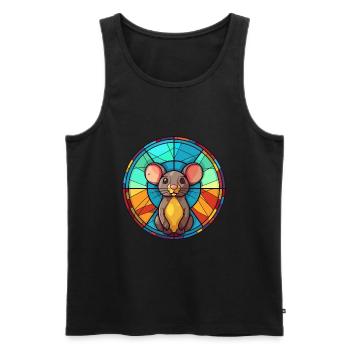 Maus Buntglas Bunte Karikatur Kawaii Tier - Männer Premium Bio Tank Top - Schwarz - Vorne - Michal (187cm)