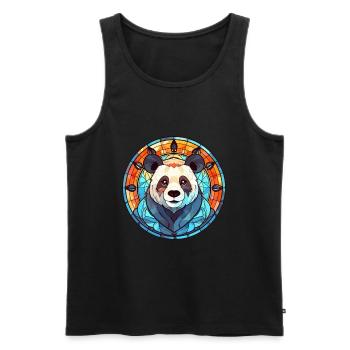 Panda Stained Glass Colorful Cartoon Kawaii Animal - Men's Premium Organic Tank Top - black - Front - Michal (187cm)