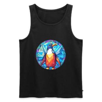 Pingouin vitrail coloré dessin animé Kawaii Anim - Débardeur bio Premium Homme - noir - Devant - Michal (187cm)