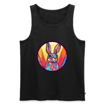 Rabbit Stained Glass Colorful Cartoon Kawaii Anima - Men's Premium Organic Tank Top - black - Front - Michal (187cm)