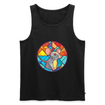 Ratten-Buntglas-Cartoon-Kawaii-Tier - Männer Premium Bio Tank Top - Schwarz - Vorne - Michal (187cm)