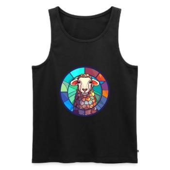 Schaf Buntes Glas Bunte Karikatur Kawaii Tier - Männer Premium Bio Tank Top - Schwarz - Vorne - AI Model Male 178 light (178cm)