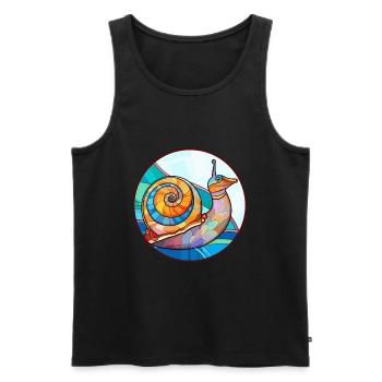 Schnecke Buntglas Bunte Karikatur Kawaii Tier - Männer Premium Bio Tank Top - Schwarz - Vorne - AI Model Male 178 light (178cm)