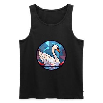 Schwanen-Buntglas-Cartoon-Kawaii-Tier - Männer Premium Bio Tank Top - Schwarz - Vorne - Michal (187cm)