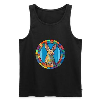 Erdferkel Buntglas Buntes Cartoon Kawaii Haustier - Männer Premium Bio Tank Top - Schwarz - Vorne - AI Model Male 178 light (178cm)
