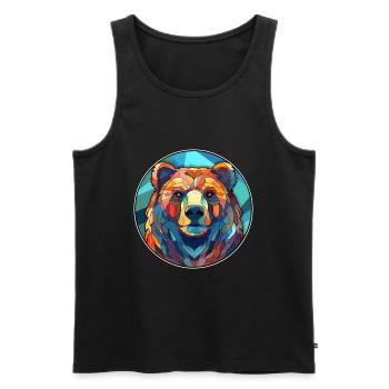 Ours vitrail coloré dessin animé Kawaii Animal - Débardeur bio Premium Homme - noir - Devant - Michal (187cm)