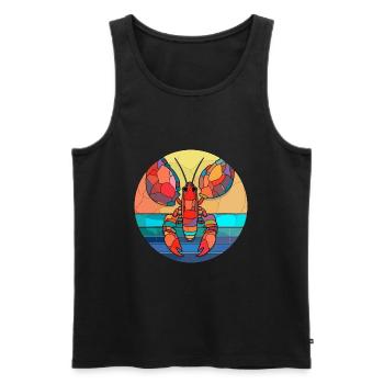 Lobster Stained Glass Colorful Cartoon Kawaii Anim - Men's Premium Organic Tank Top - black - Front - Michal (187cm)