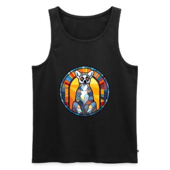 Lemur Stained Glass Colorful Cartoon Kawaii Animal - Men's Premium Organic Tank Top - black - Front - Michal (187cm)
