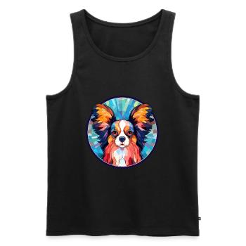 Papillon Hund Buntes Glas Bunte Karikatur Kawaii - Männer Premium Bio Tank Top - Schwarz - Vorne - AI Model Male 178 light (178cm)
