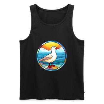 Seagull Stained Glass Colorful Cartoon Kawaii Anim - Men's Premium Organic Tank Top - black - Front - Michal (187cm)