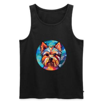 Yorkshire Terrier chien vitrail coloré Carto - Débardeur bio Premium Homme - noir - Devant - Michal (187cm)