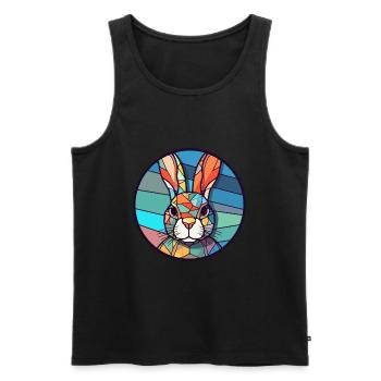 Hasen-Buntglas-Bunt-Cartoon-Kawaii-Tier - Männer Premium Bio Tank Top - Schwarz - Vorne - Michal (187cm)