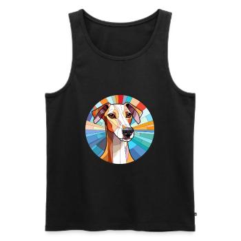 Whippet chien vitrail coloré dessin animé Kawaii - Débardeur bio Premium Homme - noir - Devant - Michal (187cm)