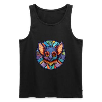 Fledermaus-Buntglas-Cartoon-Kawaii-Tier - Männer Premium Bio Tank Top - Schwarz - Vorne - AI Model Male 178 light (178cm)