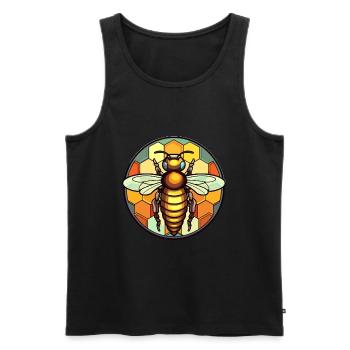 Abeille vitrail coloré dessin animé Kawaii Animal - Débardeur bio Premium Homme - noir - Devant - AI Model Male 178 light (178cm)