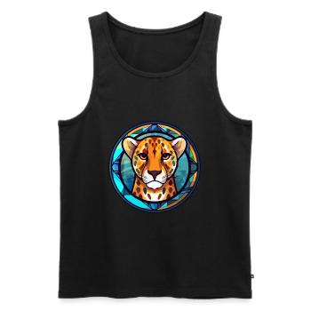 Gepard Buntes Glas Bunte Karikatur Kawaii Anim - Männer Premium Bio Tank Top - Schwarz - Vorne - Michal (187cm)