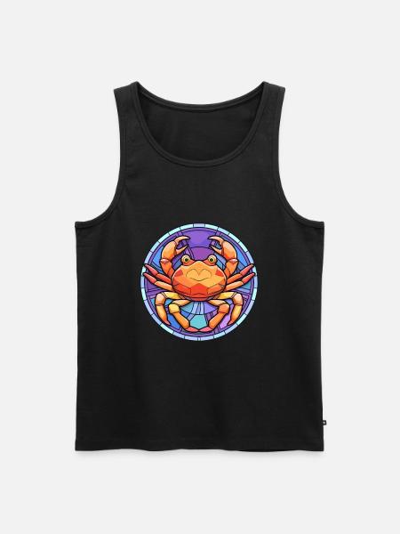 Krabben-Buntglas-Cartoon-Kawaii-Tier - Männer Premium Bio Tank Top - Schwarz