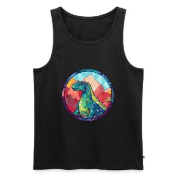 Dinodaur Stained Glass Colorful Cartoon Kawaii Ani - Men's Premium Organic Tank Top - black - Front - AI Model Male 178 light (178cm)