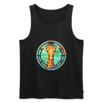 Girafe vitrail coloré dessin animé Kawaii Anim - Débardeur bio Premium Homme - noir - Devant - Michal (187cm)