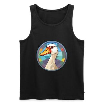 Gänse-Buntglas-Cartoon-Kawaii-Tier - Männer Premium Bio Tank Top - Schwarz - Vorne - Michal (187cm)