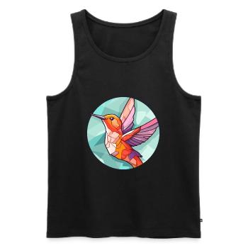 Colibri vitrail coloré dessin animé Kawaii - Débardeur bio Premium Homme - noir - Devant - Michal (187cm)