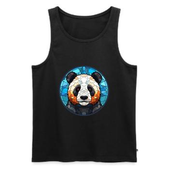 Panda Stained Glass Colorful Cartoon Kawaii Animal - Men's Premium Organic Tank Top - black - Front - Michal (187cm)