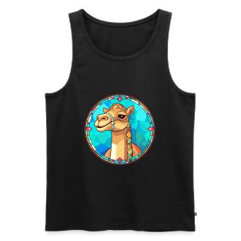 Kamel-Buntglas-Bunt-Cartoon-Kawaii-Tier - Männer Premium Bio Tank Top - Schwarz - Vorne - Michal (187cm)