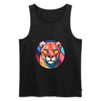 Cougar Buntglas Bunte Karikatur Kawaii Anima - Männer Premium Bio Tank Top - Schwarz - Vorne - AI Model Male 178 light (178cm)